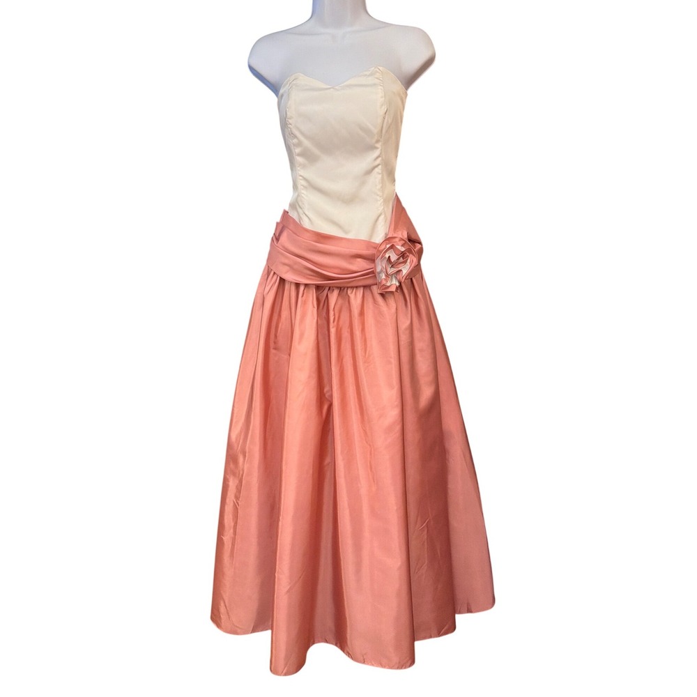 Vintage 80's Strapless Retro Gown Regencycore Princesscore Coquette Aesthetic